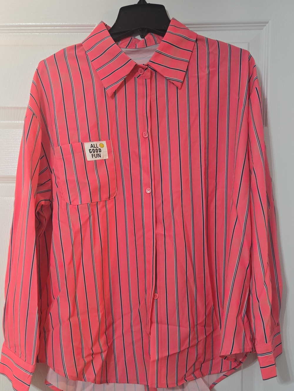 Pink Striped Long-Sleeve Button Down Shirt